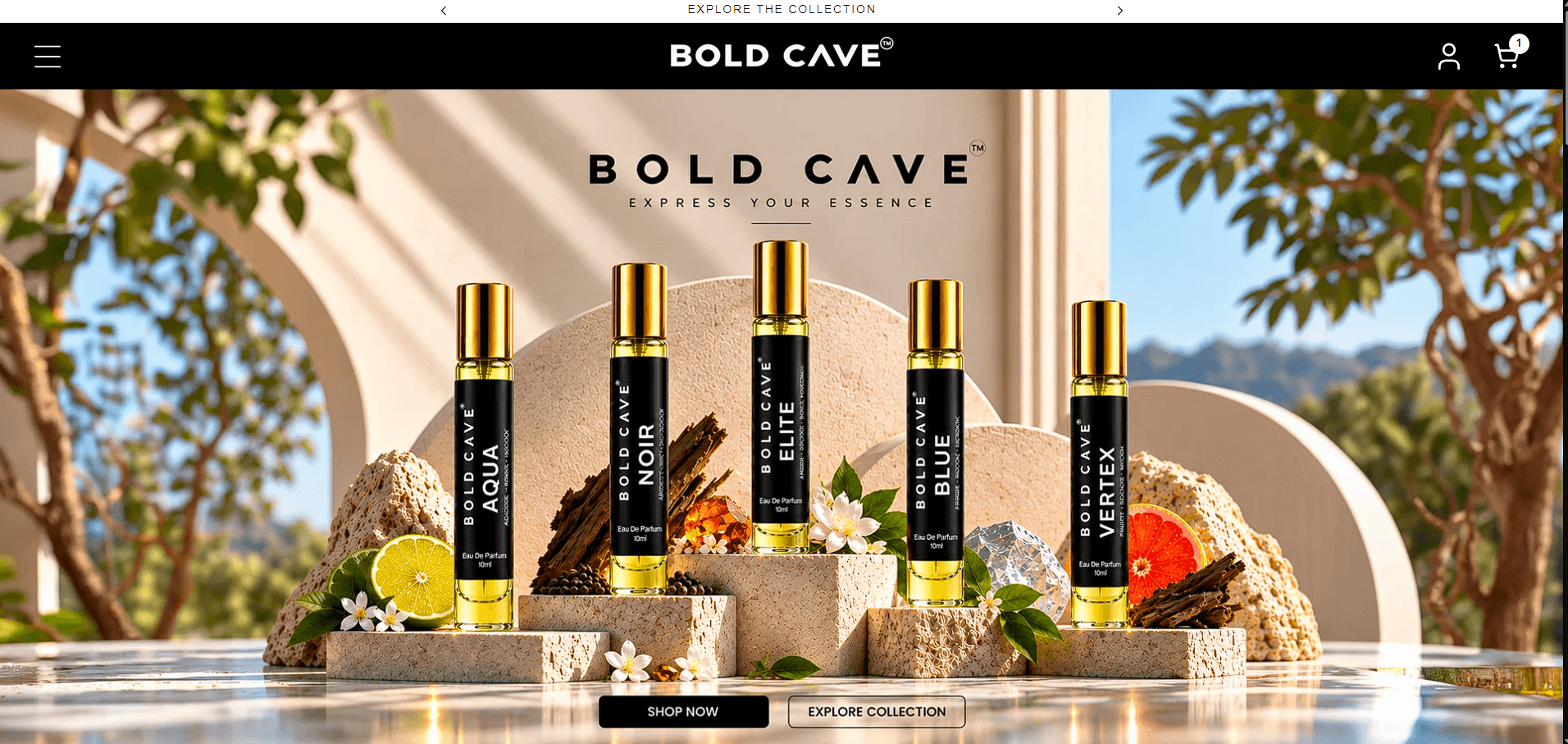 Bold Cave fragrance store homepage