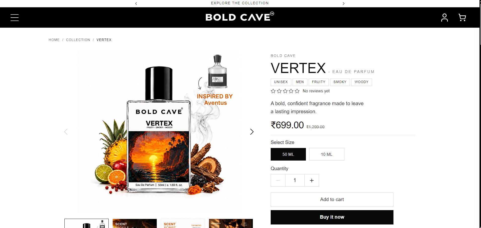 Bold Cave product detail page