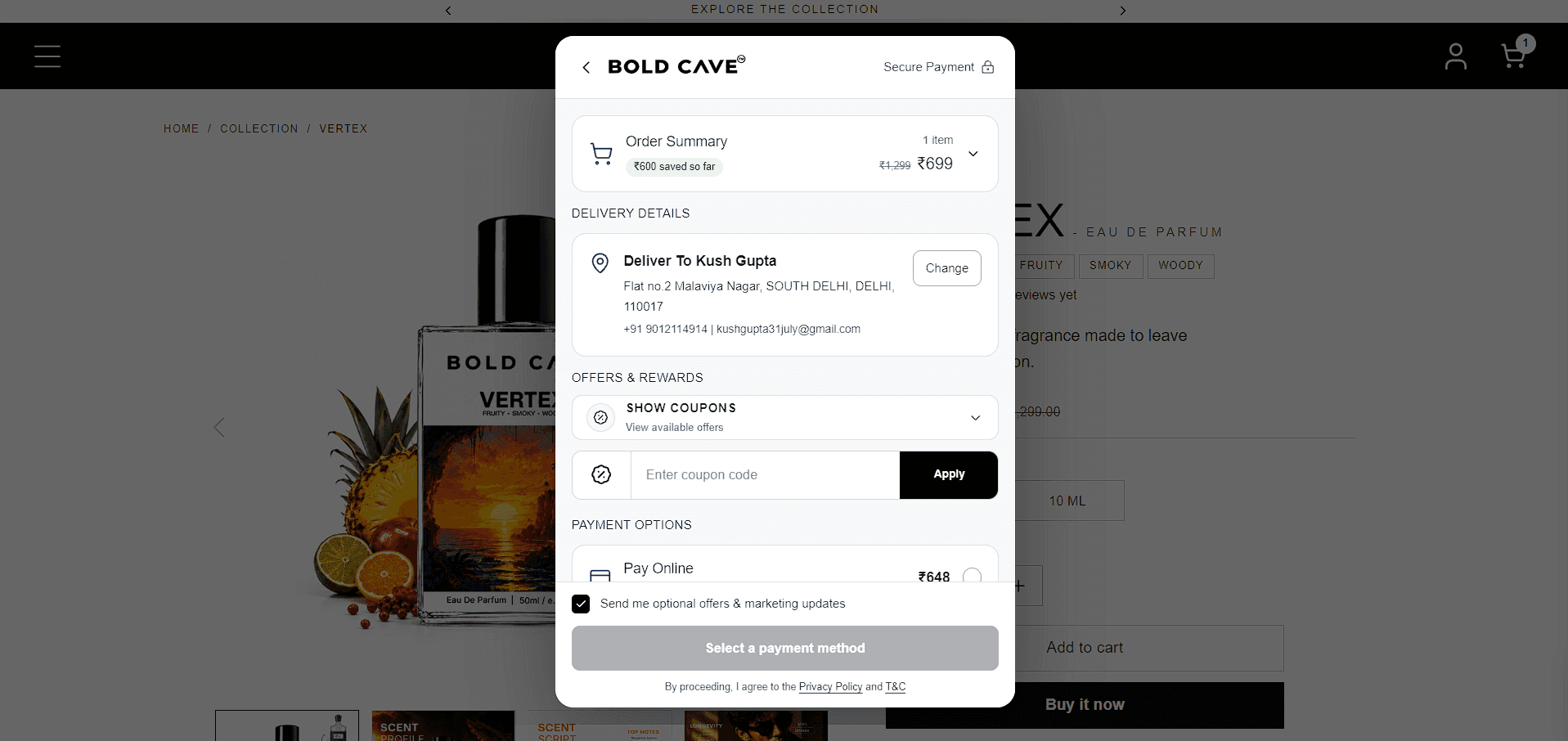 Bold Cave shopping cart