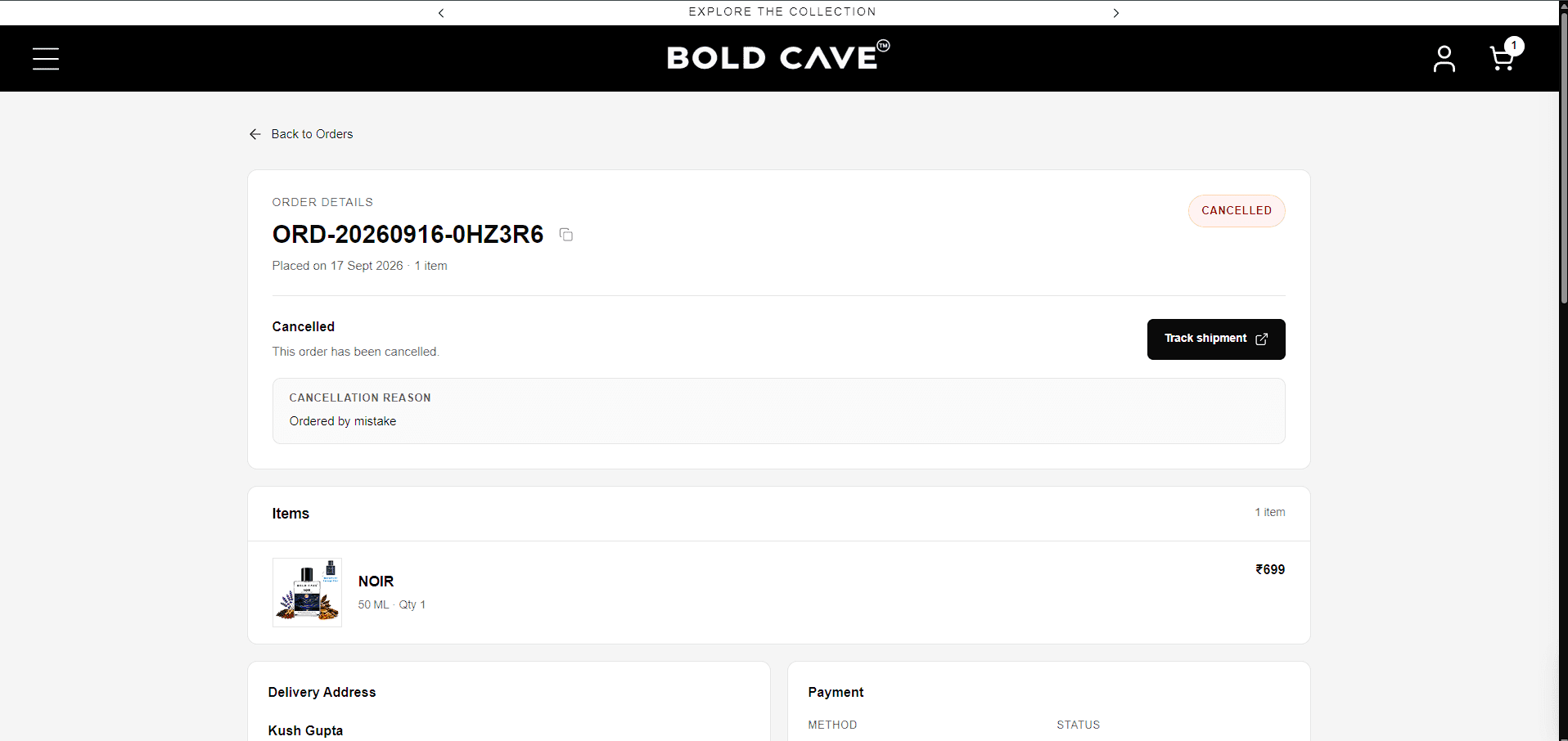 Bold Cave checkout flow