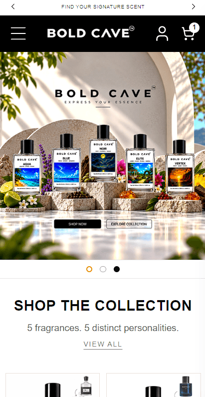 Bold Cave fragrance store homepage