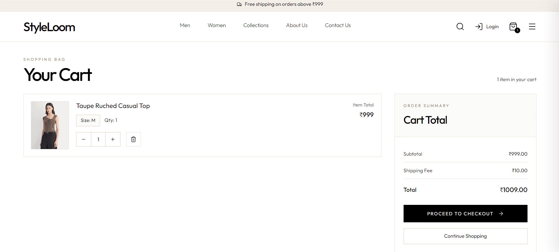 StyleLoom shopping cart
