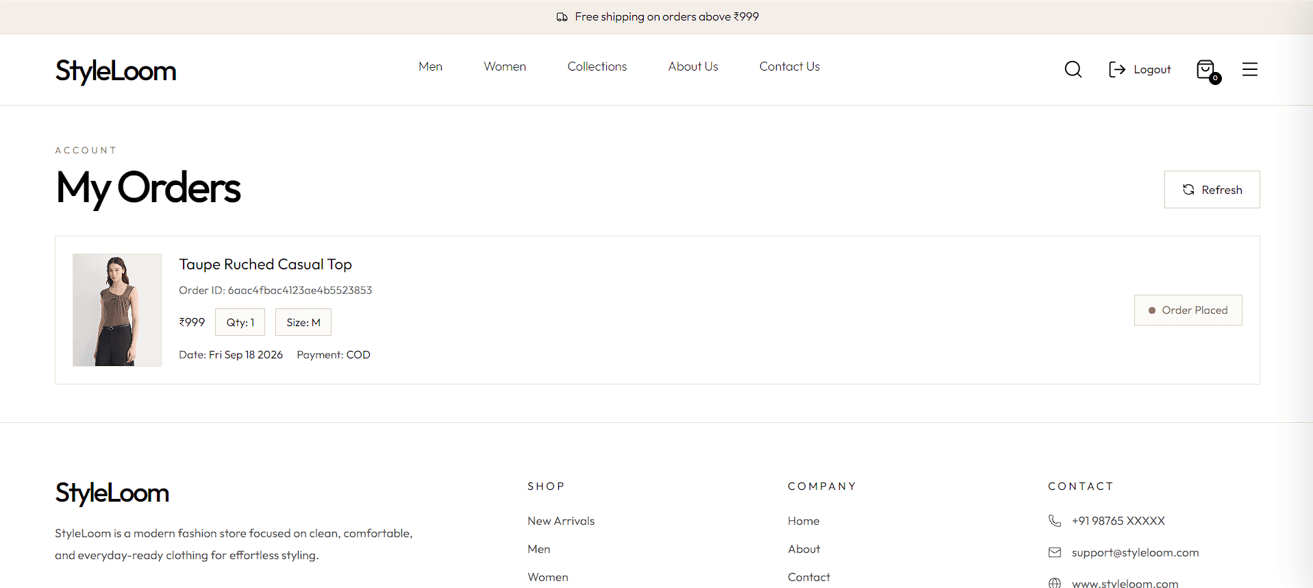 StyleLoom checkout flow